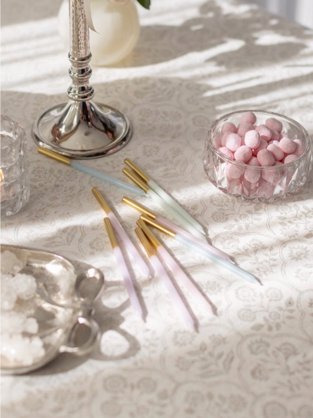 Jilly Box/Elegant Pastel Taper Candles with Gold Tips - Home Party Supplies